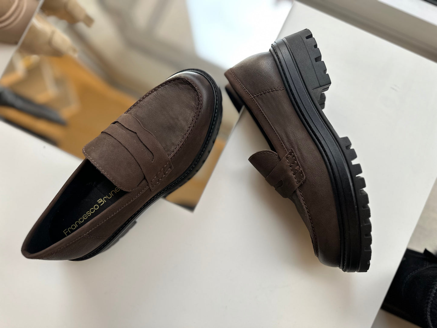 Mocassini caffè Francesco Brunelli