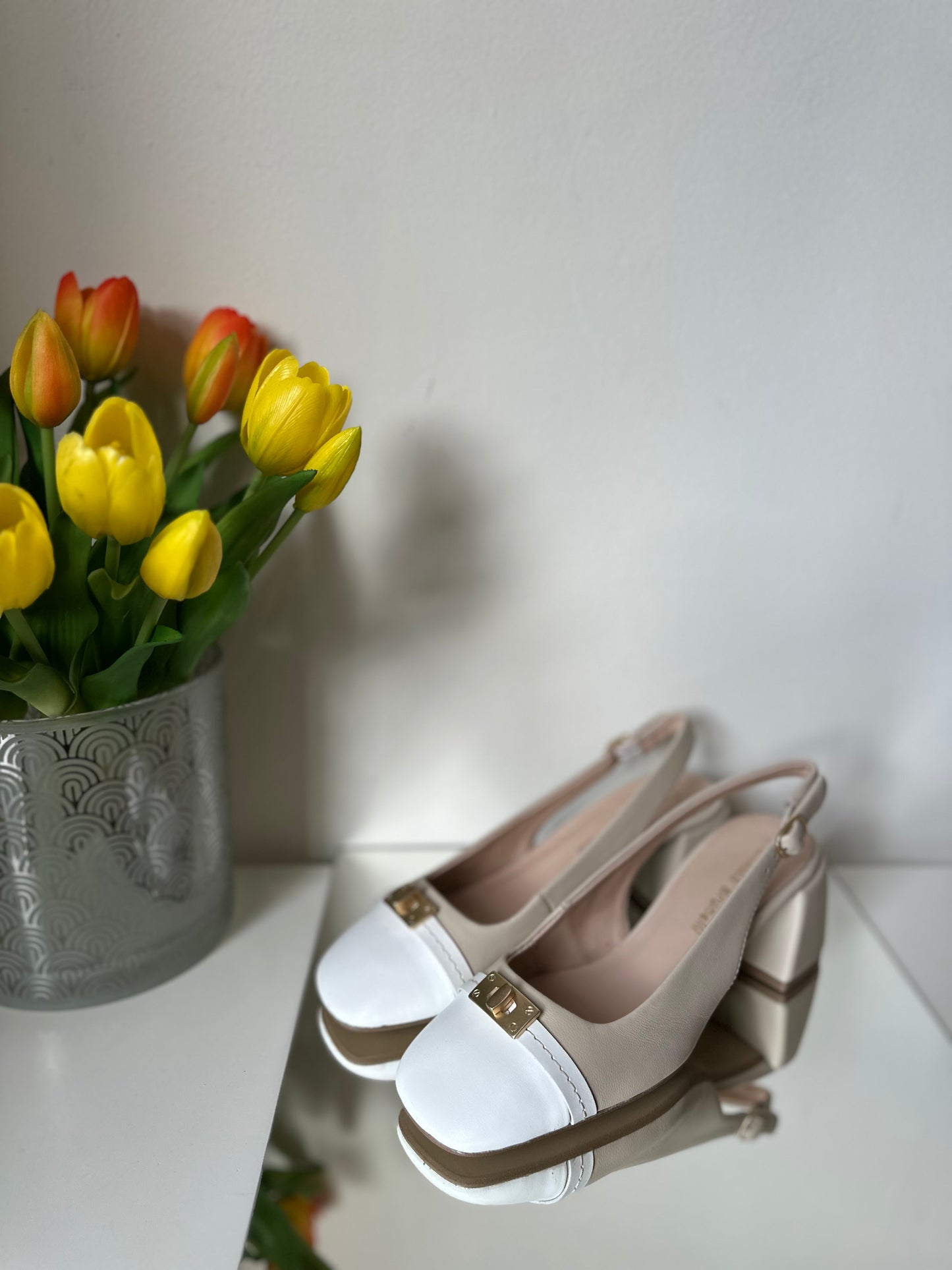 Slingback white beige